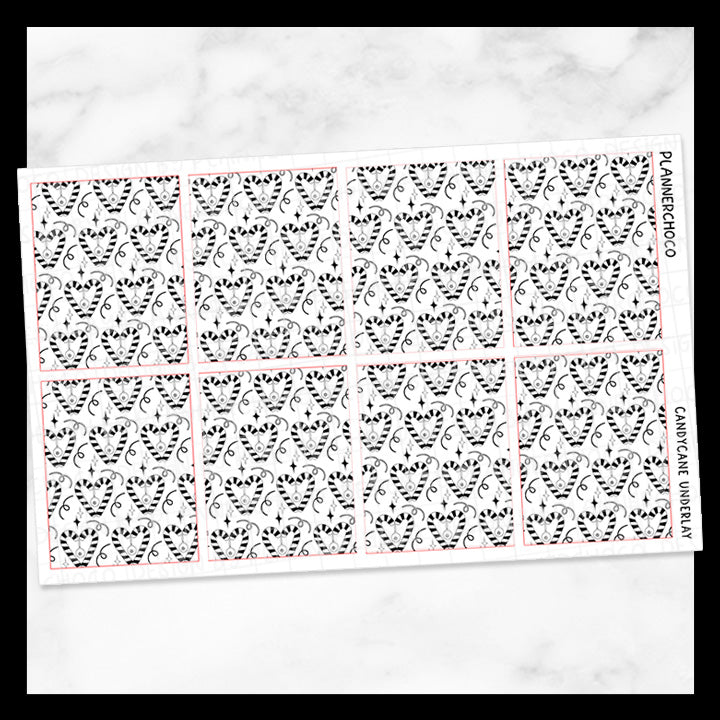 Candycane Heart / Underlay / Foiled