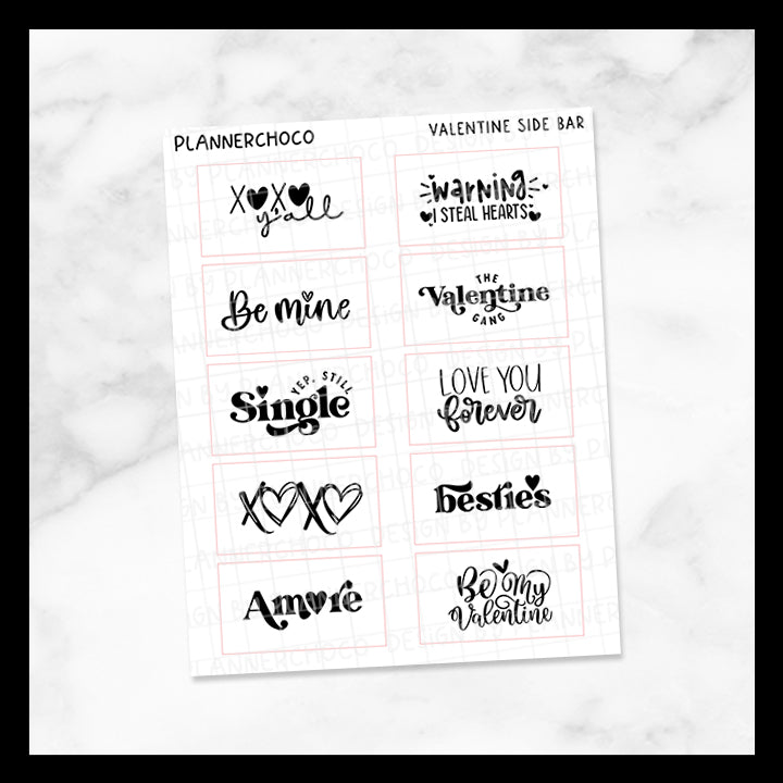Valentine / Quote Side Bar / Foiled