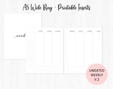 Load image into Gallery viewer, Undated Weekly v2 / A5 Wide Rings / Printable Inserts
